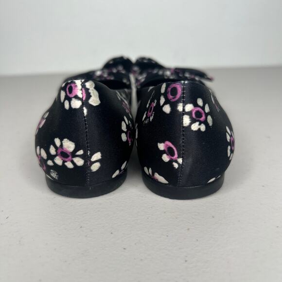 Tory Burch Black Rosalind Bow Floral Pointed Ballet Flats Size 5 - Picture 5 of 8